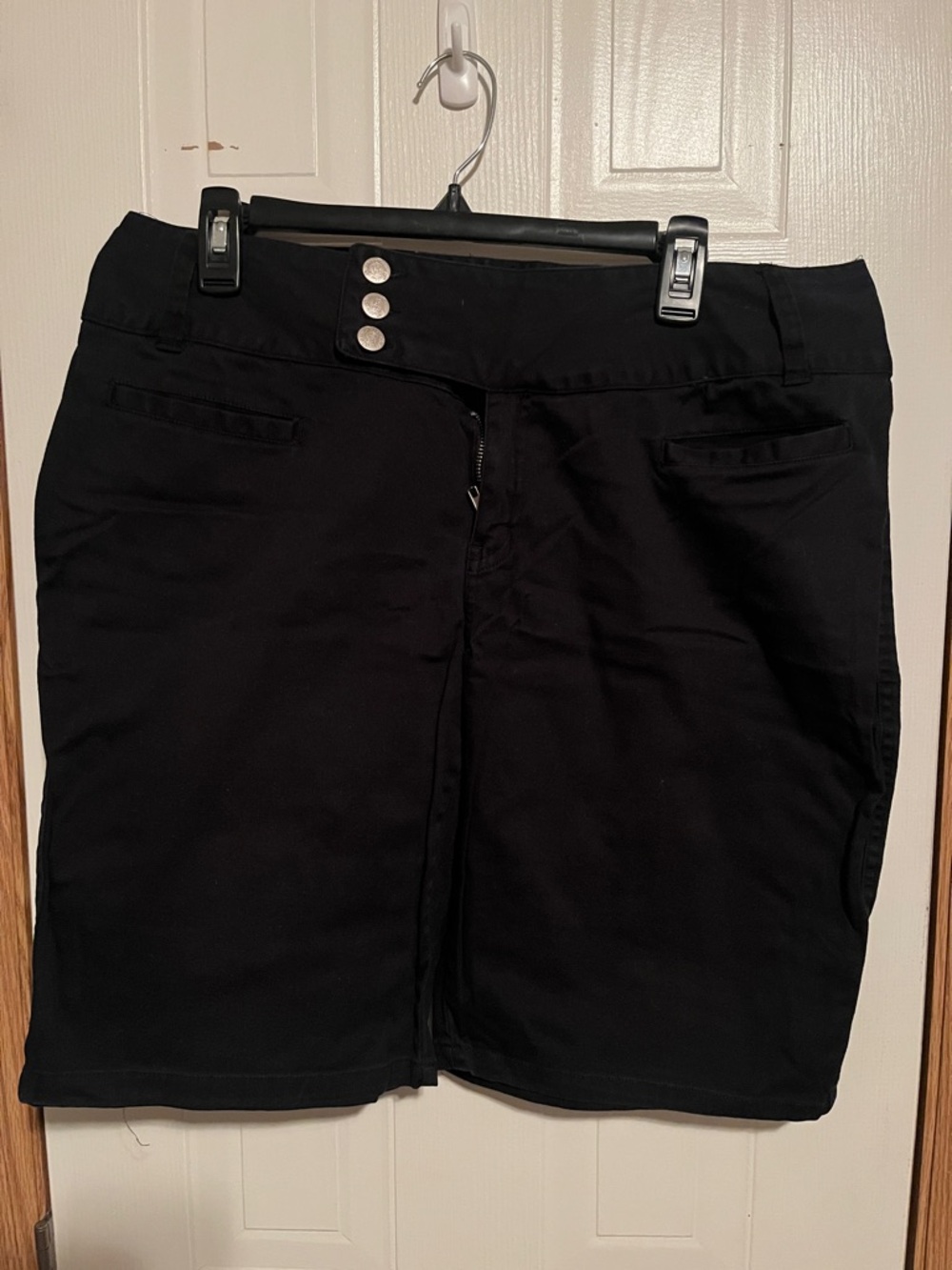 Black High-Waist Button Shorts